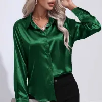 Satin Shirt Women Long Sleeve